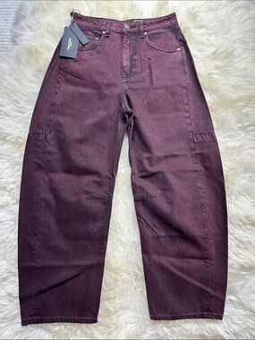 rag & bone BARREL CHARLIE HIGH-RISE BURNT BURGUNDY size 24